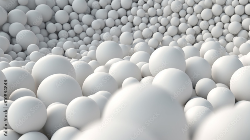 Poster pile of ball white isolated on background abstract texture with generative ai.