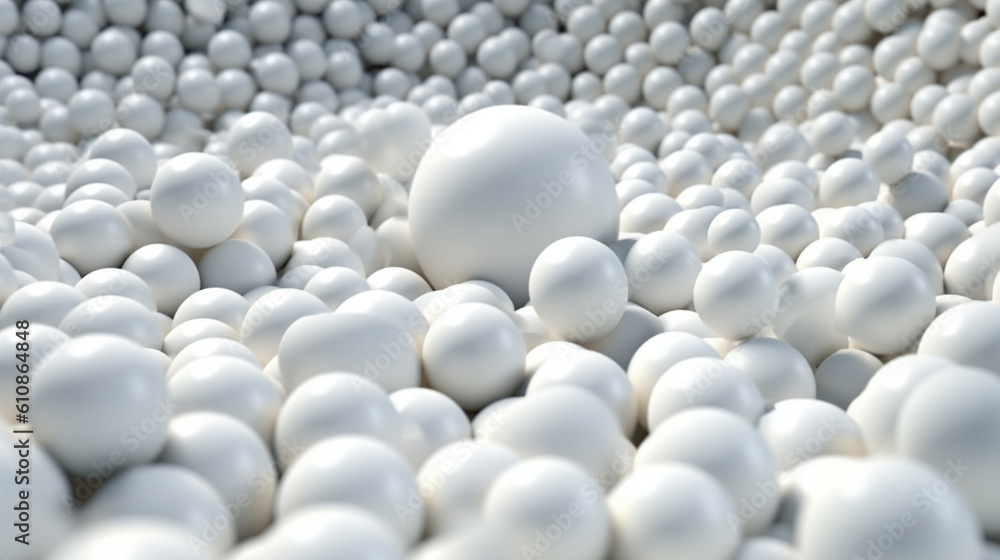 Poster pile of ball white isolated on background abstract texture with generative ai.
