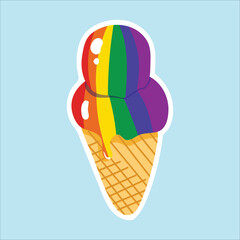 Illustration lgbt ice cream cone sticker