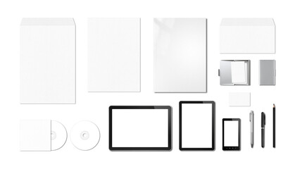 Corporate branding mockup template, isolated on transparent background