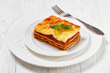 lasagne al forno, italian beef lasagna, top view