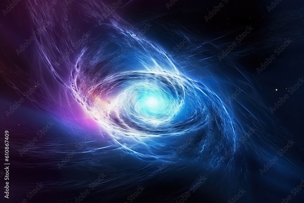 Poster blue nebula in space, computer generated abstract background, 3d rendering, beautiful neutron star e