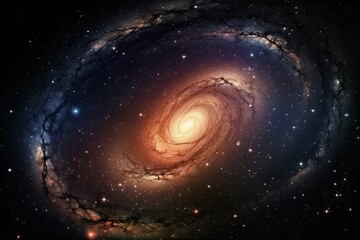 Fototapeta na wymiar Galaxy in free space. Beautiful spiral galaxy in space with stars. AI Generated