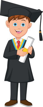 cartoon boy happy graduation
