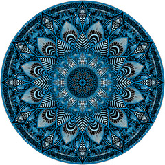 Mehndi Henna Drawing Circular Mandala pattern for tattoo, decoration premium product poster or painting. Decorative ornament in ethnic oriental style. Outline doodle hand draw illustration.