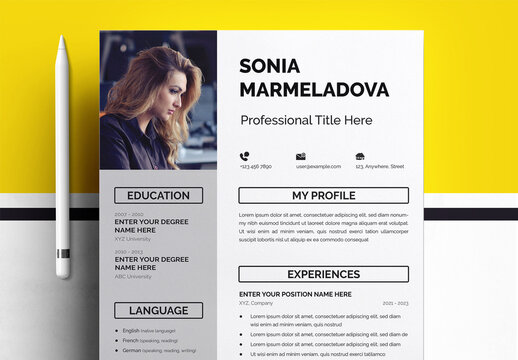 Black & White Resume Layout