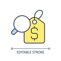 Price comparison RGB color icon. Cost evaluation. Money saving. Consumer right. Discount label. Marketing strategy. Isolated vector illustration. Simple filled line drawing. Editable stroke