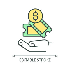 Entertainment expenses RGB color icon. Have fun. Leisure activity. Cultural event. Household budget. Personal finance. Isolated vector illustration. Simple filled line drawing. Editable stroke