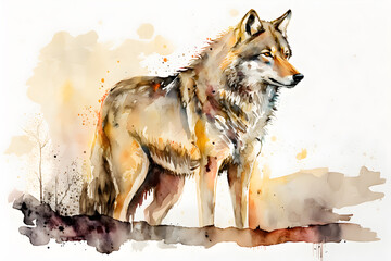 A watercolor painting of a wolf, generative ai