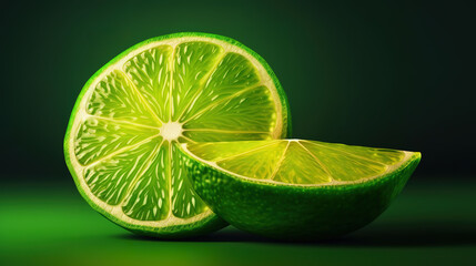 Fototapeta na wymiar slice of lime, Bright color. Generative Ai