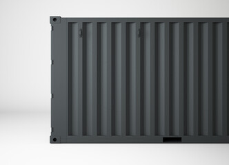 3d rendering of gray container cargo on white background