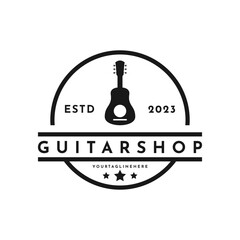 vintage retro guitar logo design idea