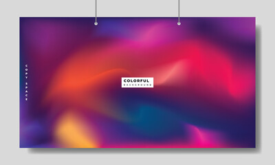 Fototapeta premium Colorful fluid gradient mesh background template copy space. suitable for poster, banner, leaflet, pamphlet, magazine, cover, brochure, or landing page.