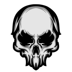 Skull head illustration mascot logo