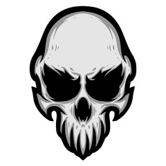 Skull head illustration mascot logo
