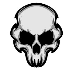 Skull head illustration mascot logo