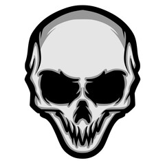 Skull head illustration mascot logo