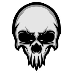 Skull head illustration mascot logo