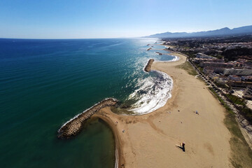 Fototapeta na wymiar aerial image of sea landscape beach in the mediterranean sea