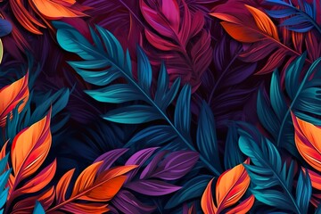 Plant leaves background, floral tropical pattern for wallpaper, Generative AI