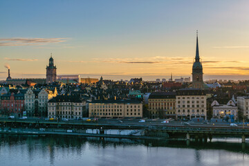 Obraz premium Stockholm Sweden, sunrise city skyline at Gamla Stan