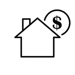 house price icon invest money on property symbol