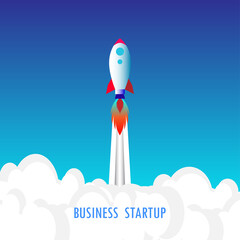 Rocket space ship take off, Start Up Concept Symbol Space Roket Ship. Vector illustration.