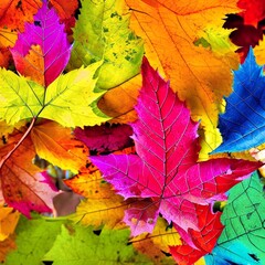 Fall Tree Leaves Autumn Color Seamless Texture Pattern Tiled Repeatable Tessellation Background Image, generative AI illustration