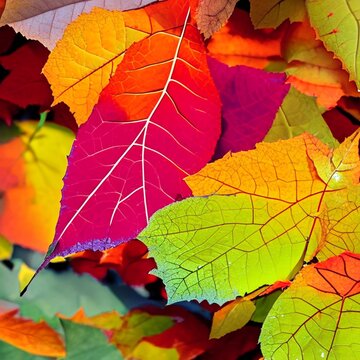 Fall Tree Leaves Autumn Color Seamless Texture Pattern Tiled Repeatable Tessellation Background Image, generative AI illustration