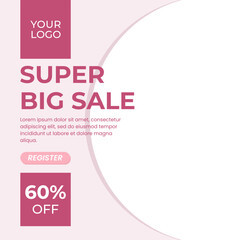 Fototapeta premium Pink twibbon design template with blank space and photo frame. Suitable for various events, product templates, product frames