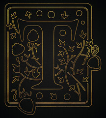 Obraz na płótnie Canvas Golden Elegant decorative capital letters alphabet text 