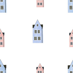 seamless pattern multicolored houses. cute minimalistic children's house pattern. for children's textiles, printing, packaging. enjoy