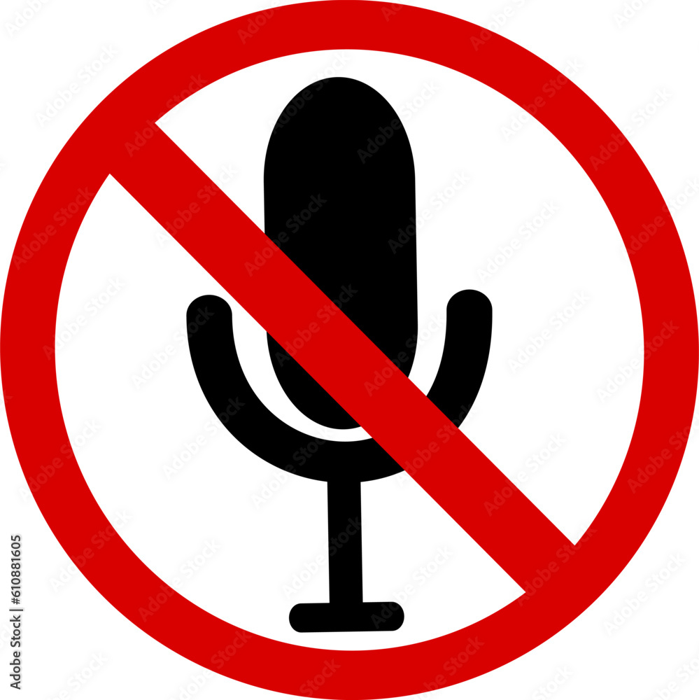 Poster forbidden microphone vector icon. no mic prohibited vector icon. replaceable vector design.