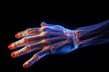 Obraz na płótnie Canvas A hand pain, tendinitis and joint problems, generative AI 