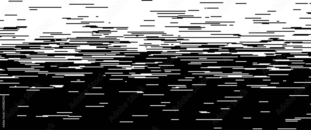 Wall mural manga pixel texture. line gradient patterns, strip effect horizontal white and black 8-bit motion gr