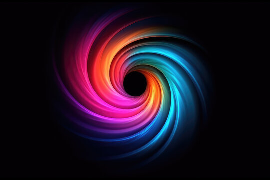 Abstract cosmic background with galaxy. Round vortex. Top view of tonado. Colorful smoke spinning around the black hole, Generative AI illustration