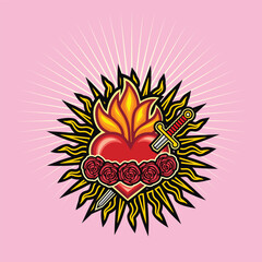 catholic symbol, Immaculate Heart of saint Mary