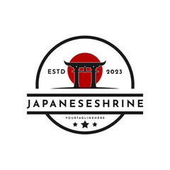 Vintage retro japanese shrine logo design idea