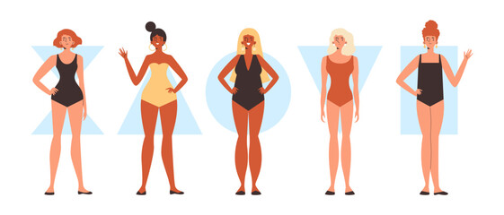 Female body types and classification visual image vector illustration isolated.