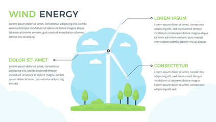 Infographic template with windmill with three elements for your text, green renewable energy concept, vector eps10 illustration