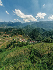 Naklejka na ściany i meble View on Sa Pa mountains and rice field terrace, Vietnam.