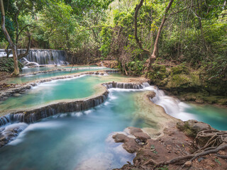 Long exposure of Kuang Si Falls, Luang Prabang, Laos