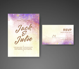 Wedding invitation with abstract watercolor background