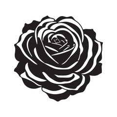 Rose flower silhouette logo isolated on white background