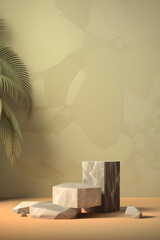 Unleash the Power of Geometry: Minimalist Mockup on a Stone and Rock Textured Background -3D Rendering
