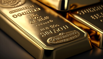 Gold brushed bars close-up. . Generative AI