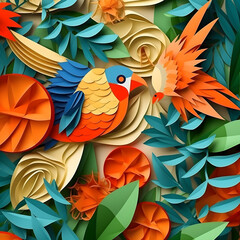 Fototapeta premium pattern with birds and flowers Generative AI