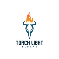 Torch Logo, Olympic Flame Vector, Simple Minimalist Design Template Illustration
