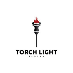 Torch Logo, Olympic Flame Vector, Simple Minimalist Design Template Illustration