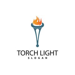 Torch Logo, Olympic Flame Vector, Simple Minimalist Design Template Illustration